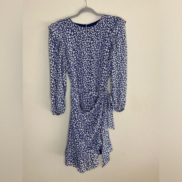 Reformation Quest Mini Blue Dress Soho Print Size 12 - Picture 5 of 8